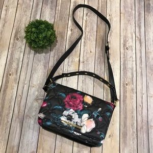 Betsey Johnson Moody Floral Quilted Heart Bag